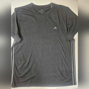 Adidas Womens T-shirt Large Black White Logo Athletic Performance Tee Athleisure